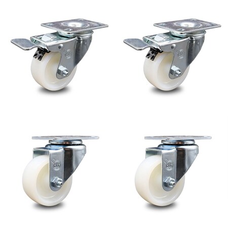 Service Caster 3 Inch Nylon Wheel Swivel Top Plate Caster Total Lock Brakes SCC, 2PK SCC-TTL20S314-NYS-2-S-2